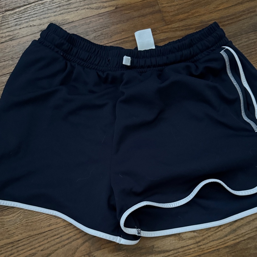 Gymshark Navy Athletic Shorts with White Trim
